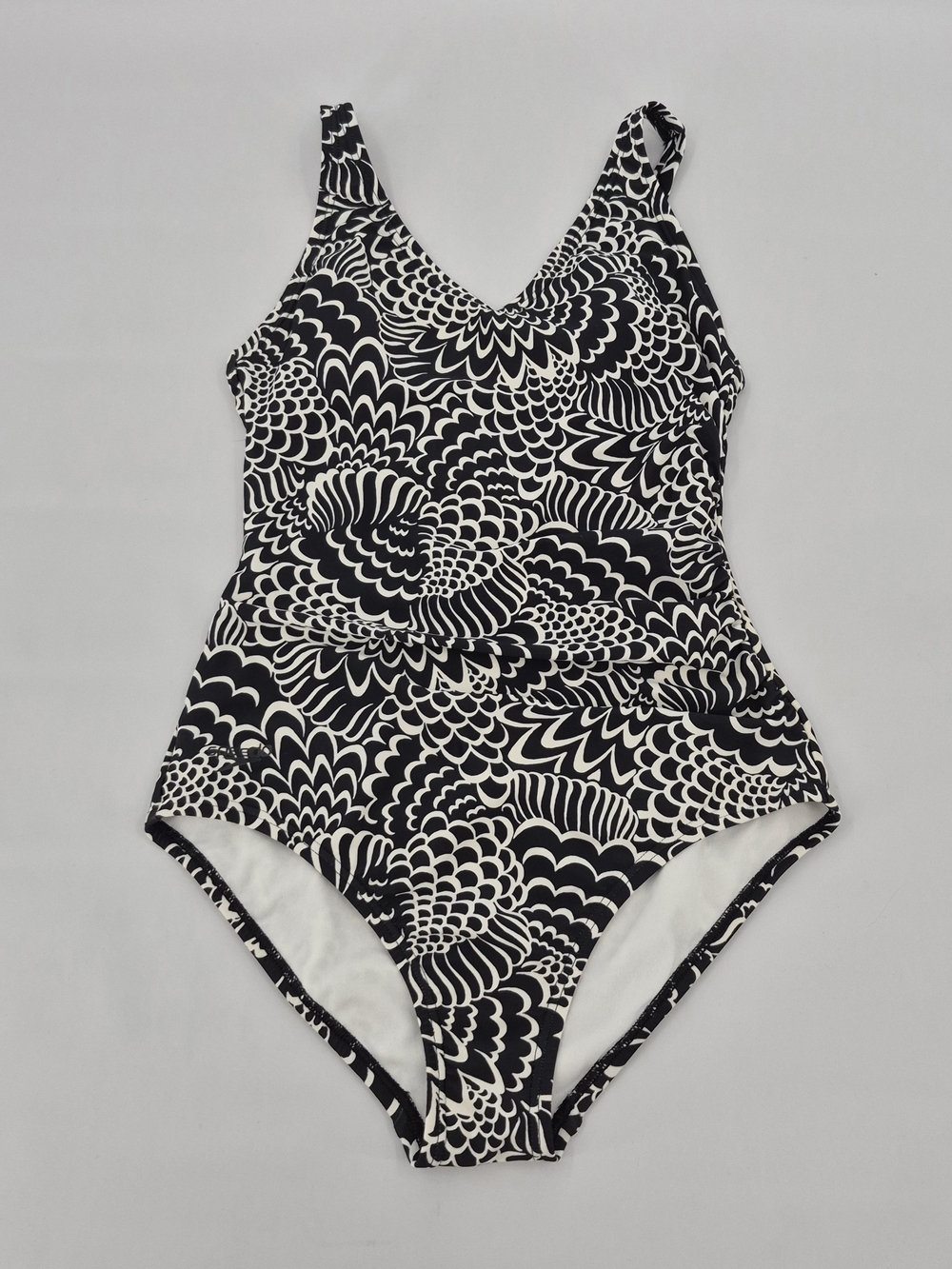 SPEEDO Women's Sz 6 Black White Print One Piece Bathing Suit Swim